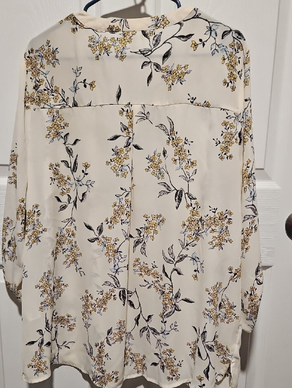 Maurices Cream Floral Zip-Front Blouse with Yellow Accents - Picture 6 of 6